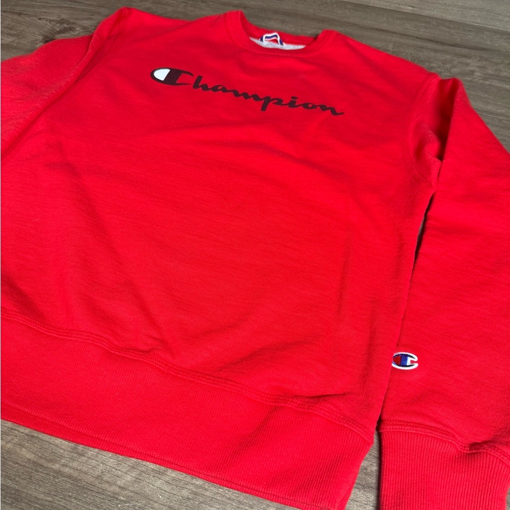 Champion Men’s Long Sleeve Crewneck Sweater Red Medium - Picture 4 of 8